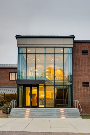 Exterior photo of Meadow Grove Baptist Church front entry