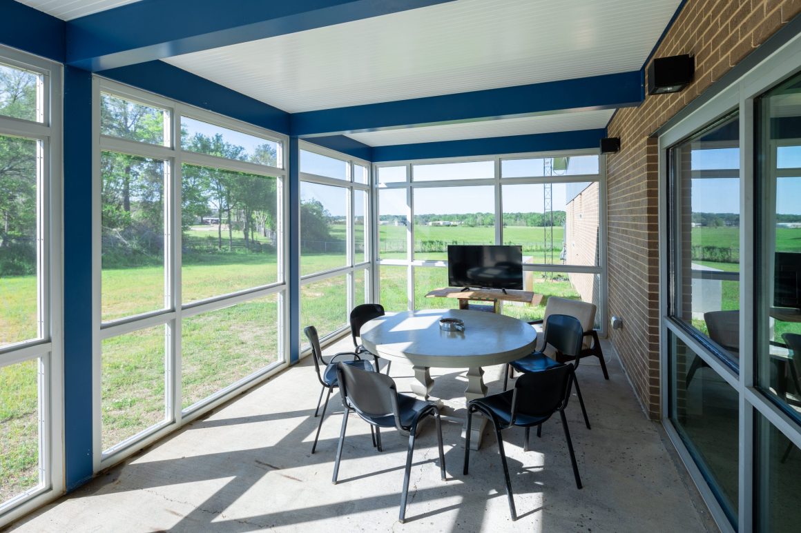 Screen porch at fire station