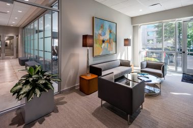 Interior photo of First Commerical Bank lobby