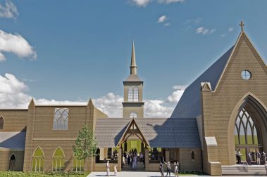 Church entry in Gothic style