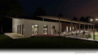 Exterior Rendering of Outdoor Dinning at Night