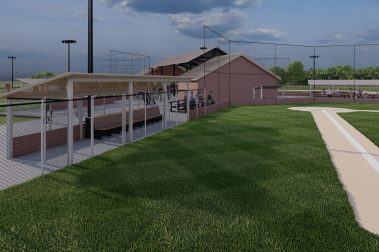 Rendering of Pavilions, Stands, Dugouts, Home and First Base